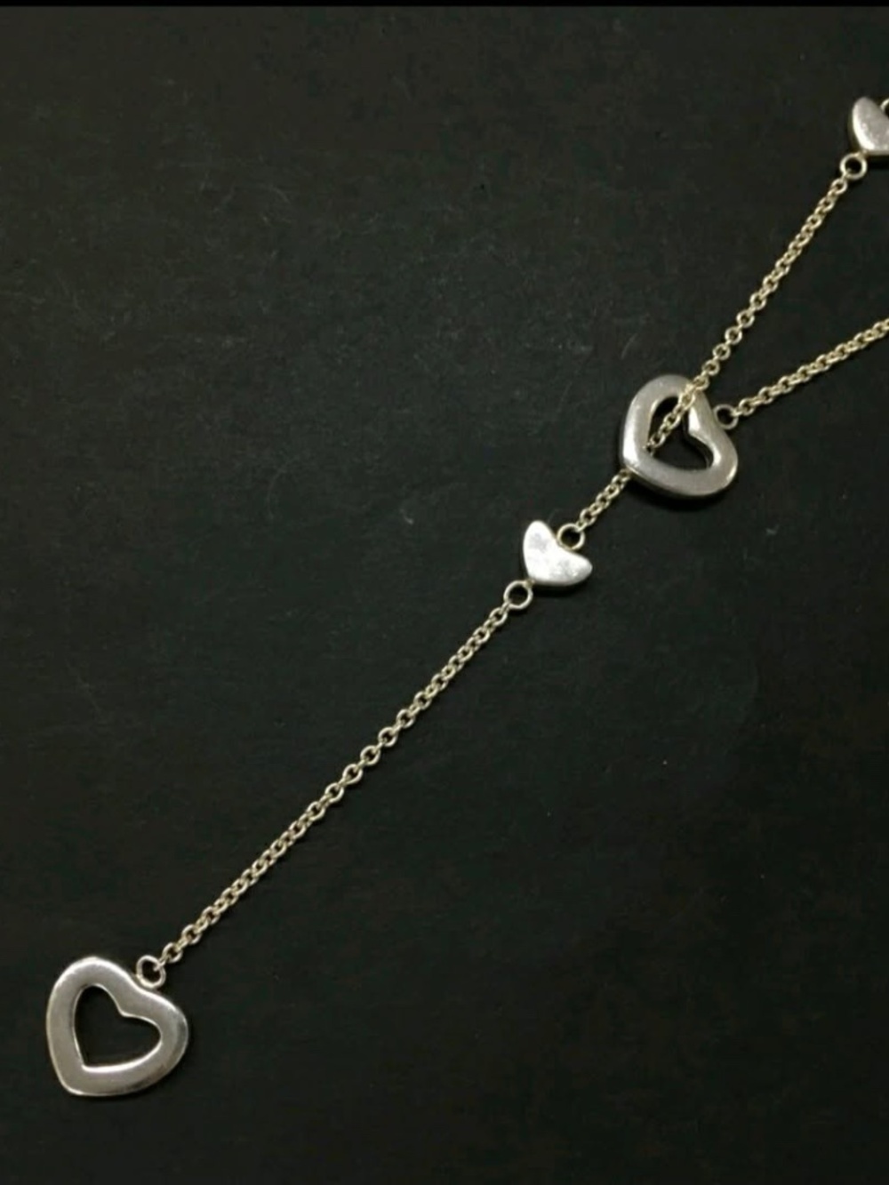 Tiffany & Co. Timeless 925 Sterling Silver Heart Charm Lariat Necklace 19.5 in - Picture 4 of 8